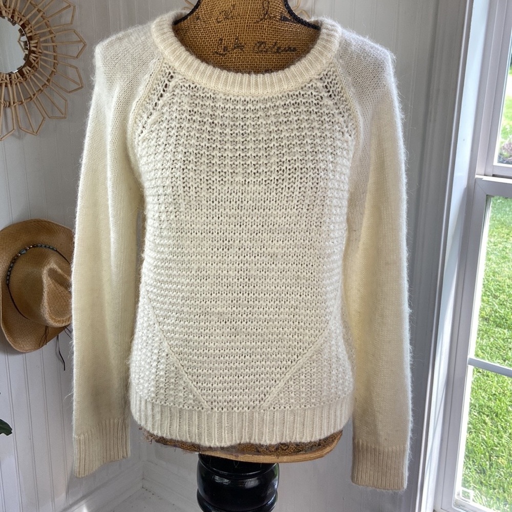 Silvia Novelli Italian Alpaca Wool Cream Sweater Sz L
